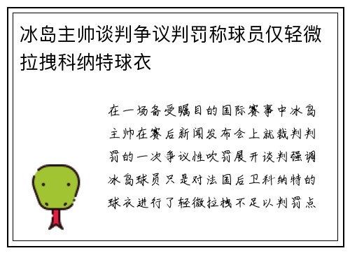 冰岛主帅谈判争议判罚称球员仅轻微拉拽科纳特球衣